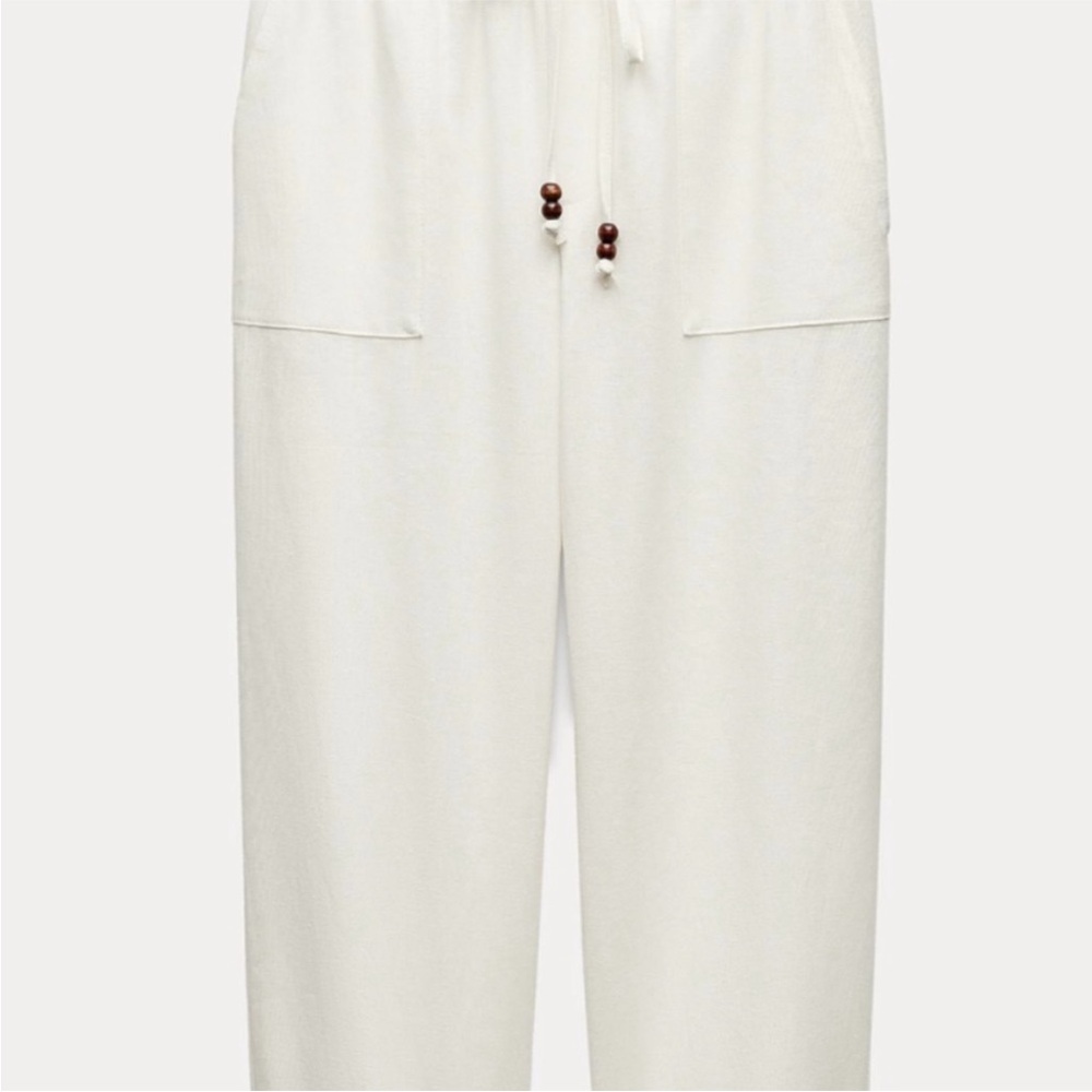 NWT - Zara - White Linen Feel Pant - Size M - Picture 2 of 7